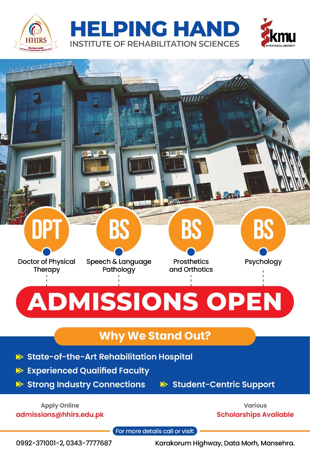 Admissions Open for BS Prosthetics & Orthotics Program at HHIRS